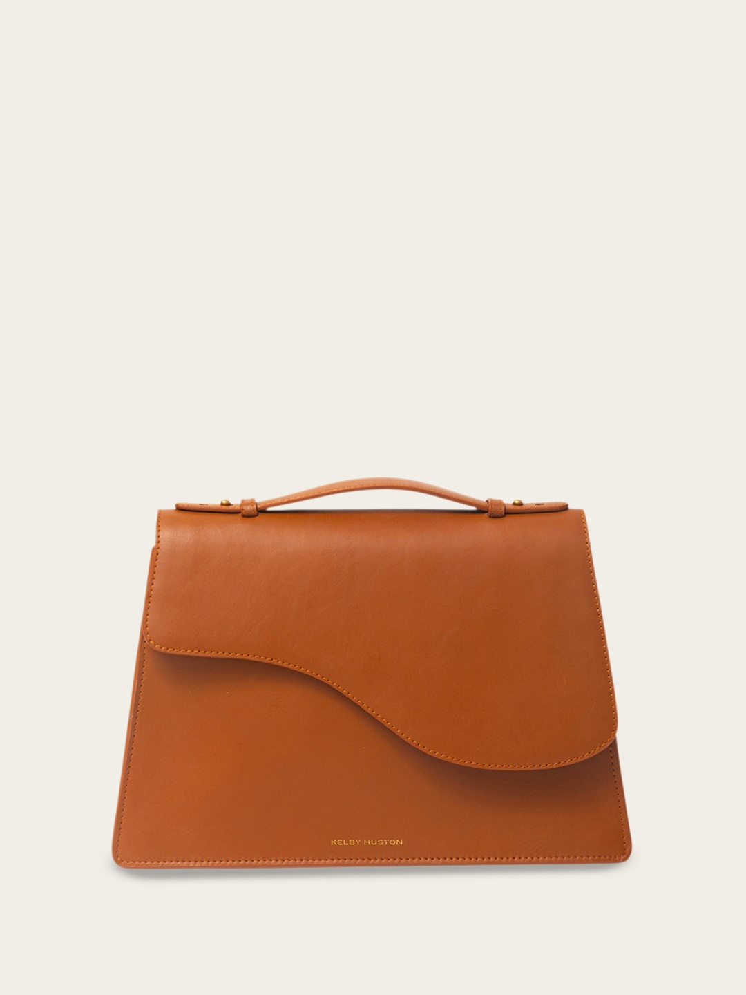 

KELBY HUSTON Leather Structured Handheld Bag with Tasselled, Tan