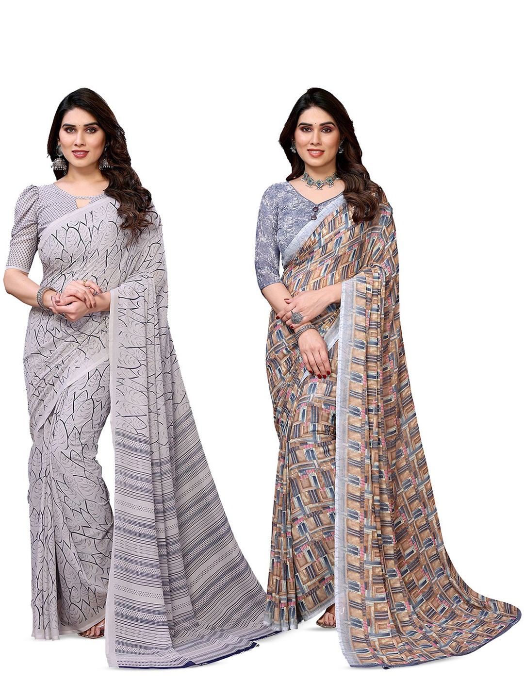 

Moda Rapido Ethnic Motifs Poly Georgette Saree, Grey