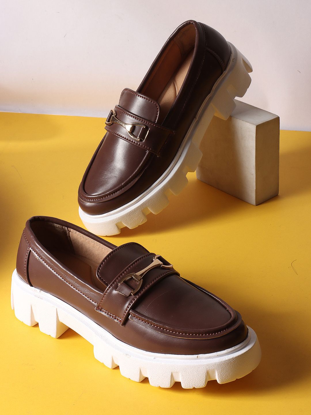 

Mast & Harbour Women Slip-On Loafers, Coffee brown