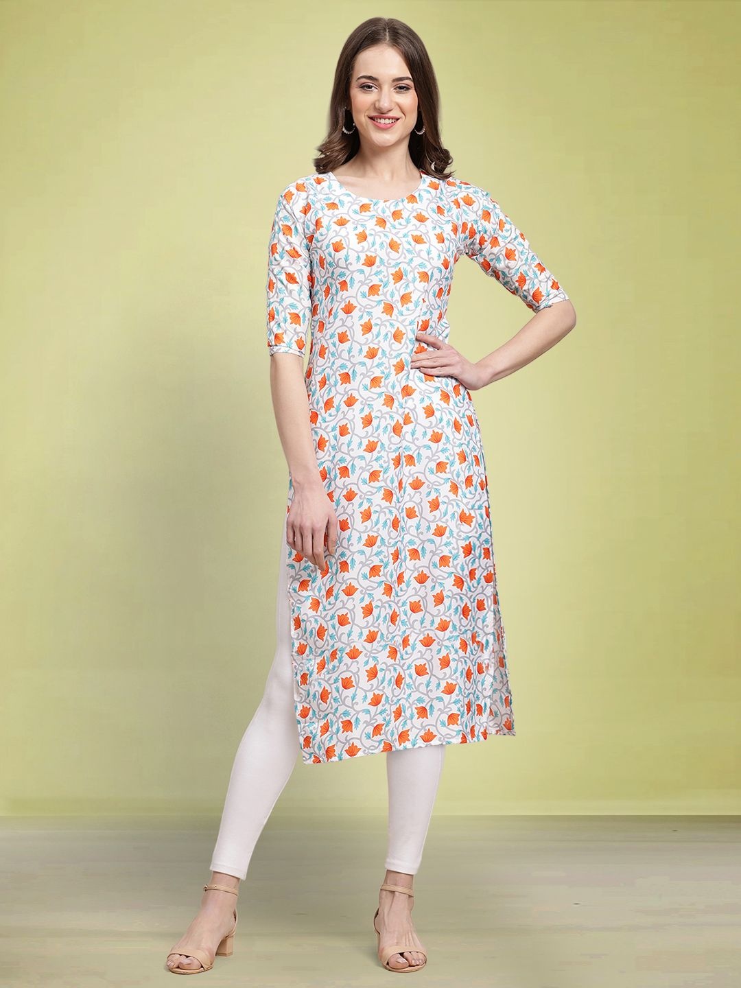 

Moda Rapido Women Ethnic Motifs Printed Straight Kurta, White