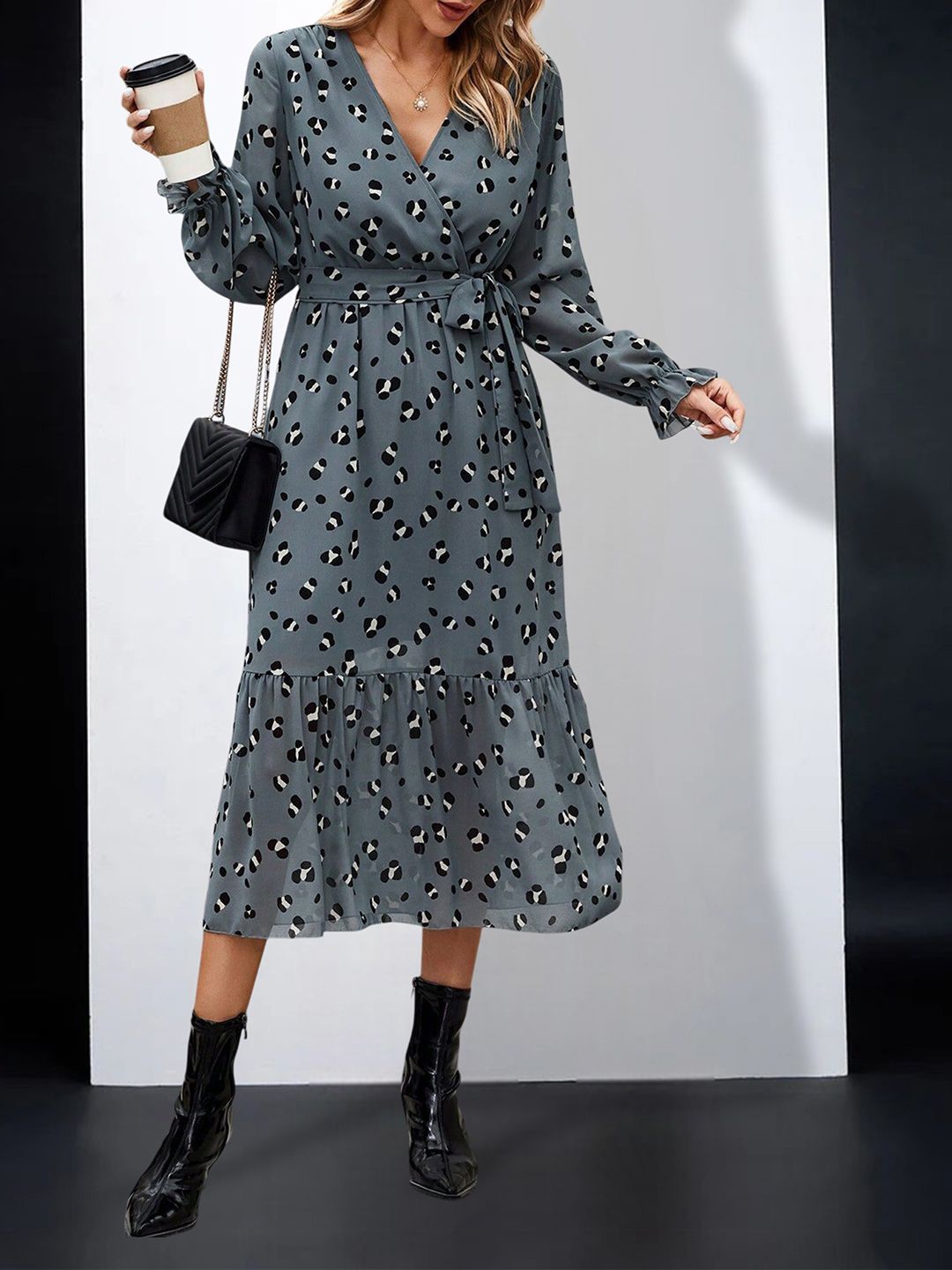 

MISS AYSE Floral Print Applique Fit & Flare Dress, Teal