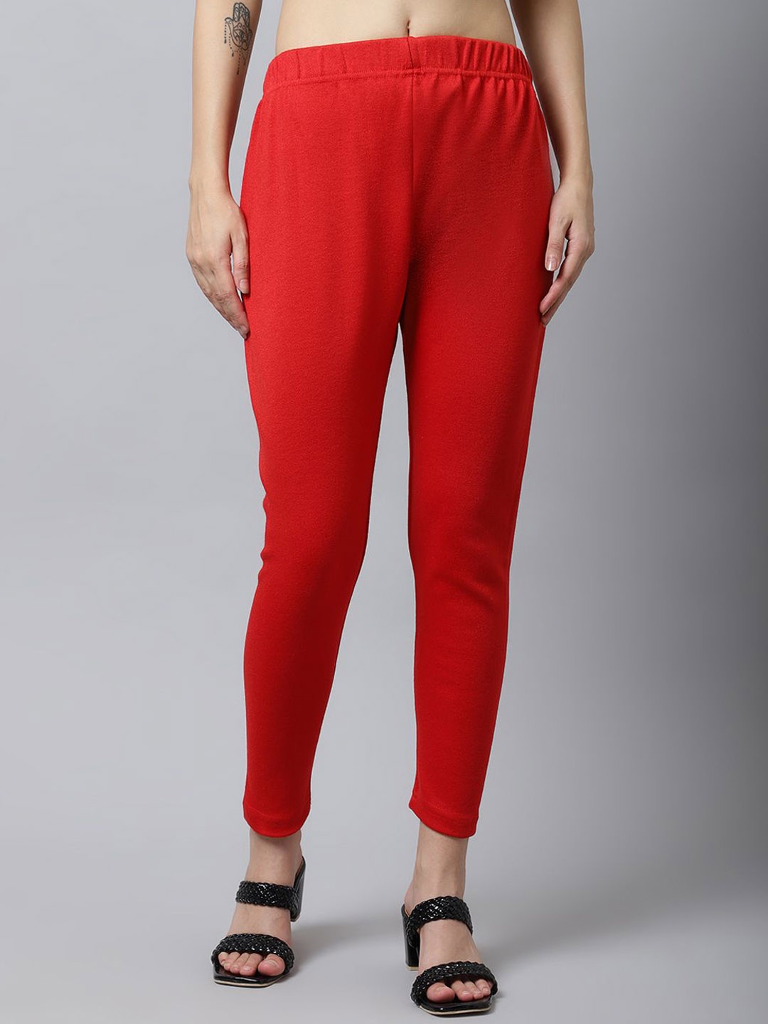 

Valles365 by S.C. Woolen Ankle-Length Leggings, Red