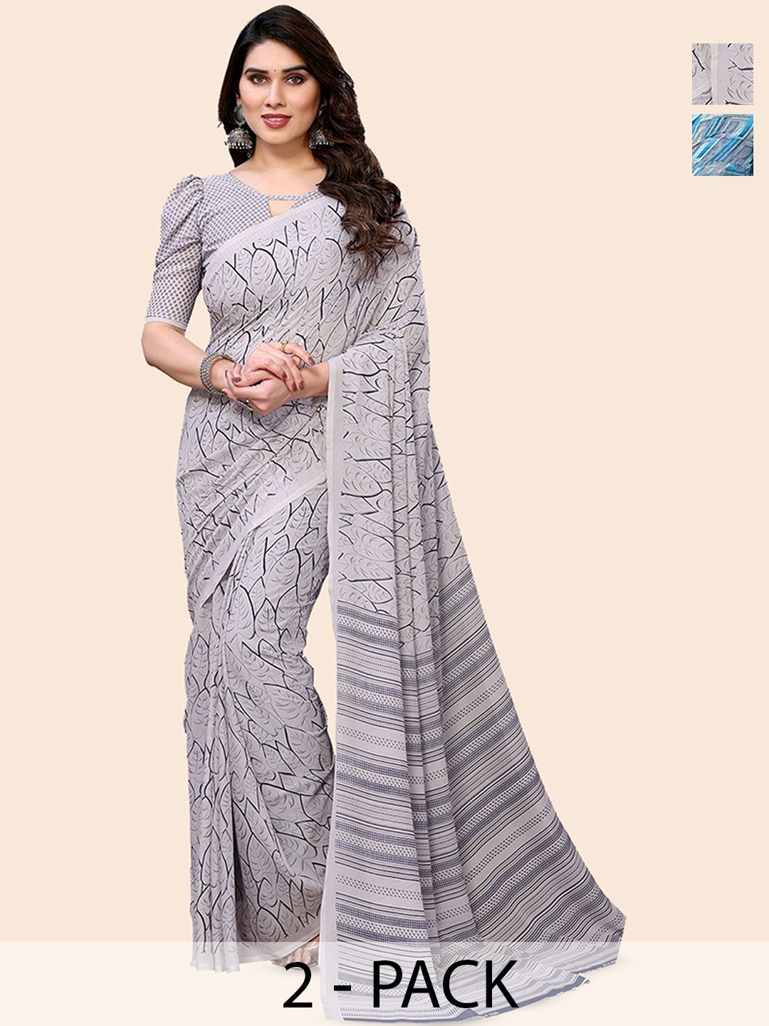 

Moda Rapido Floral Poly Georgette Saree, Blue