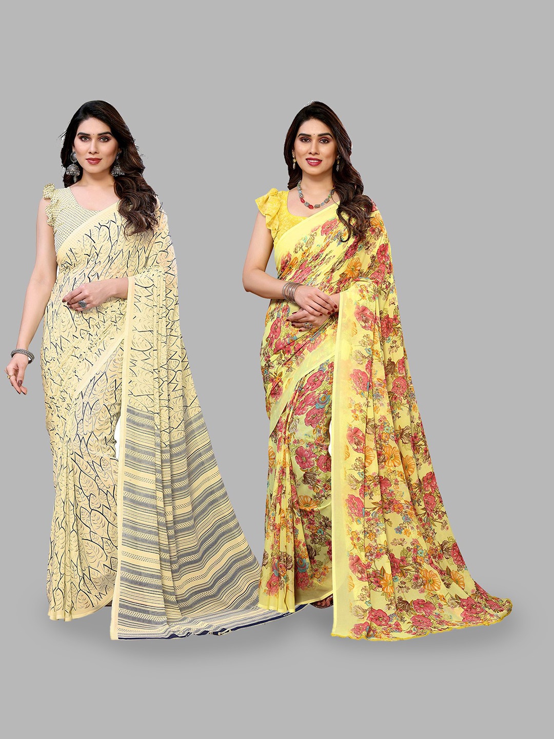 

Moda Rapido Floral Poly Georgette Saree, Yellow