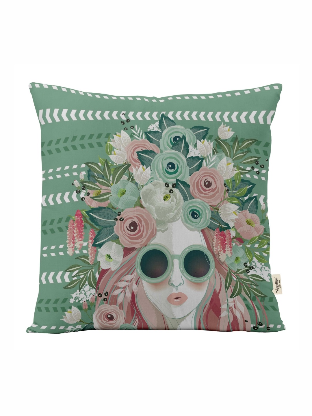 

Vargottam Green Set of 5 Floral Square Cushion Covers