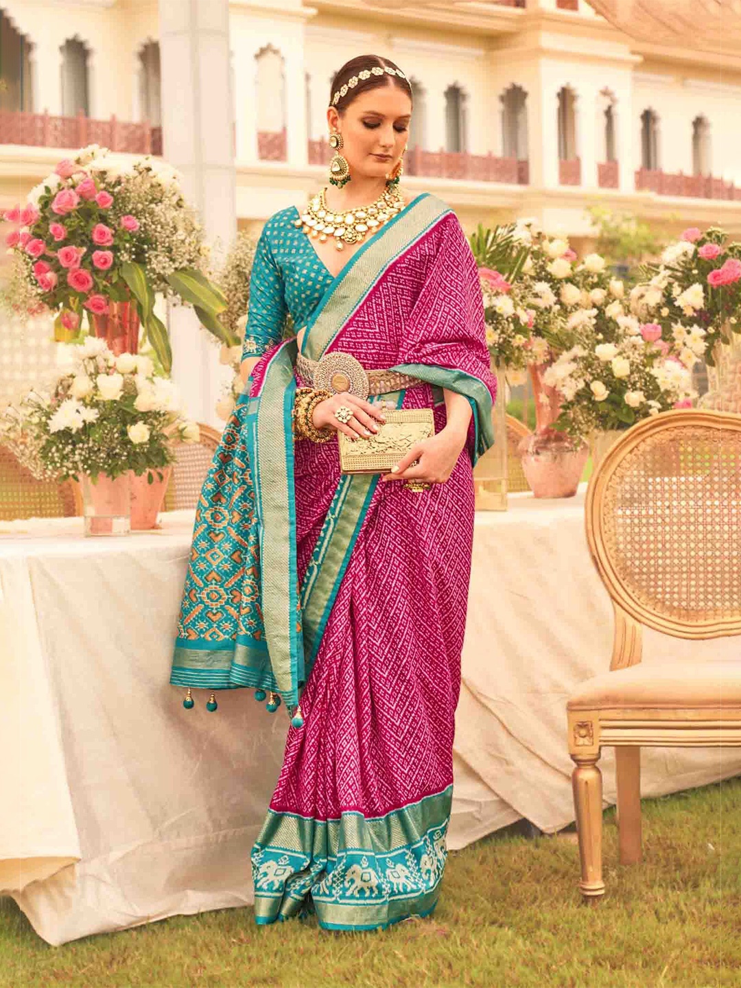 

Blissta Silk Blend Patola Saree, Magenta