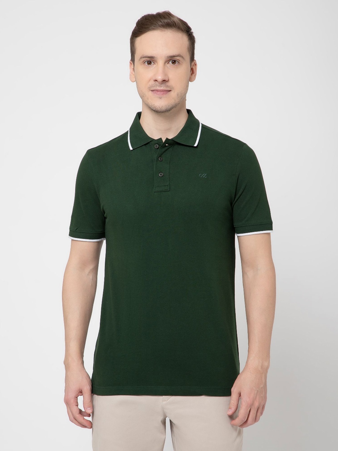 

OXYZONE Men Polo Collar T-shirt, Green