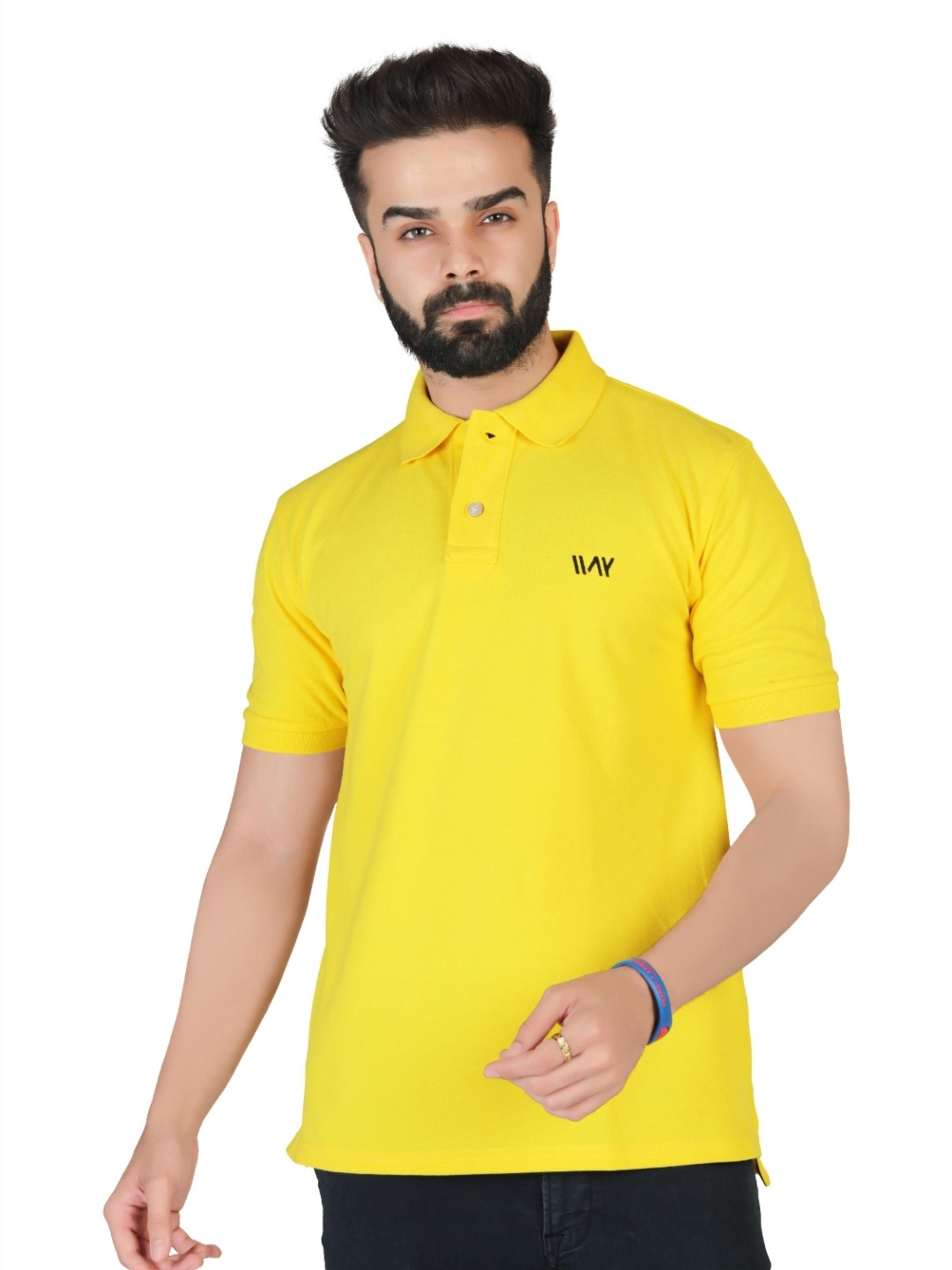 

WATAY Men Solid Polo Collar Cotton T-shirt, Yellow
