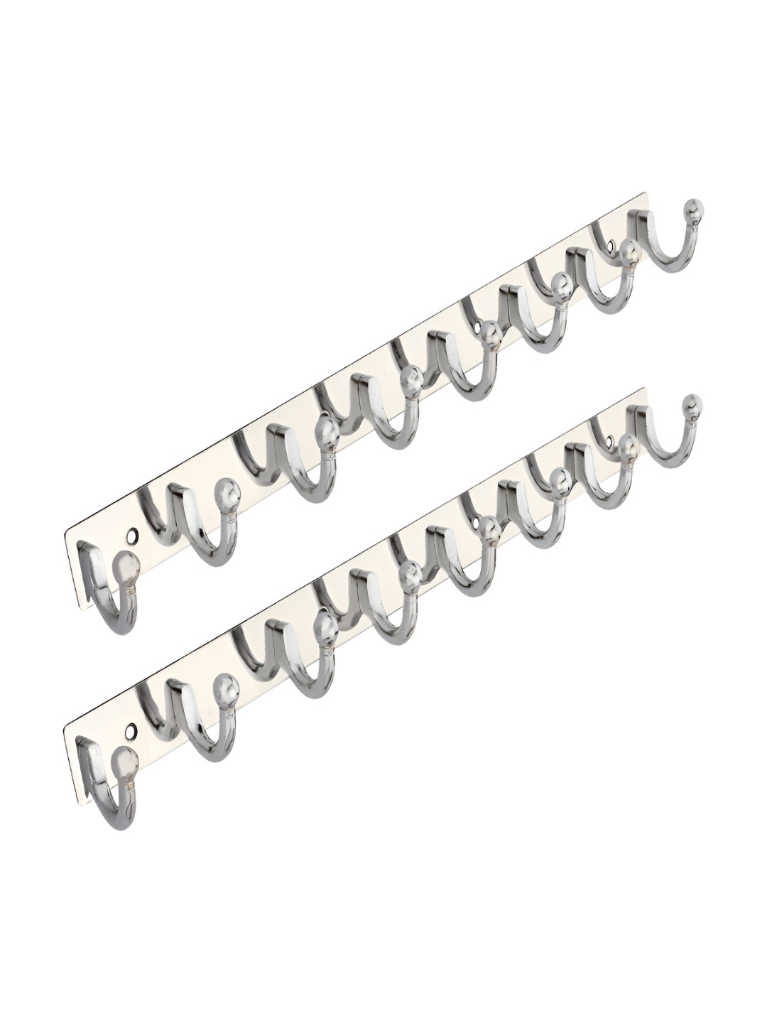 

SHOPTRY Silver-Toned 2 Pieces Cloth Hook Rails