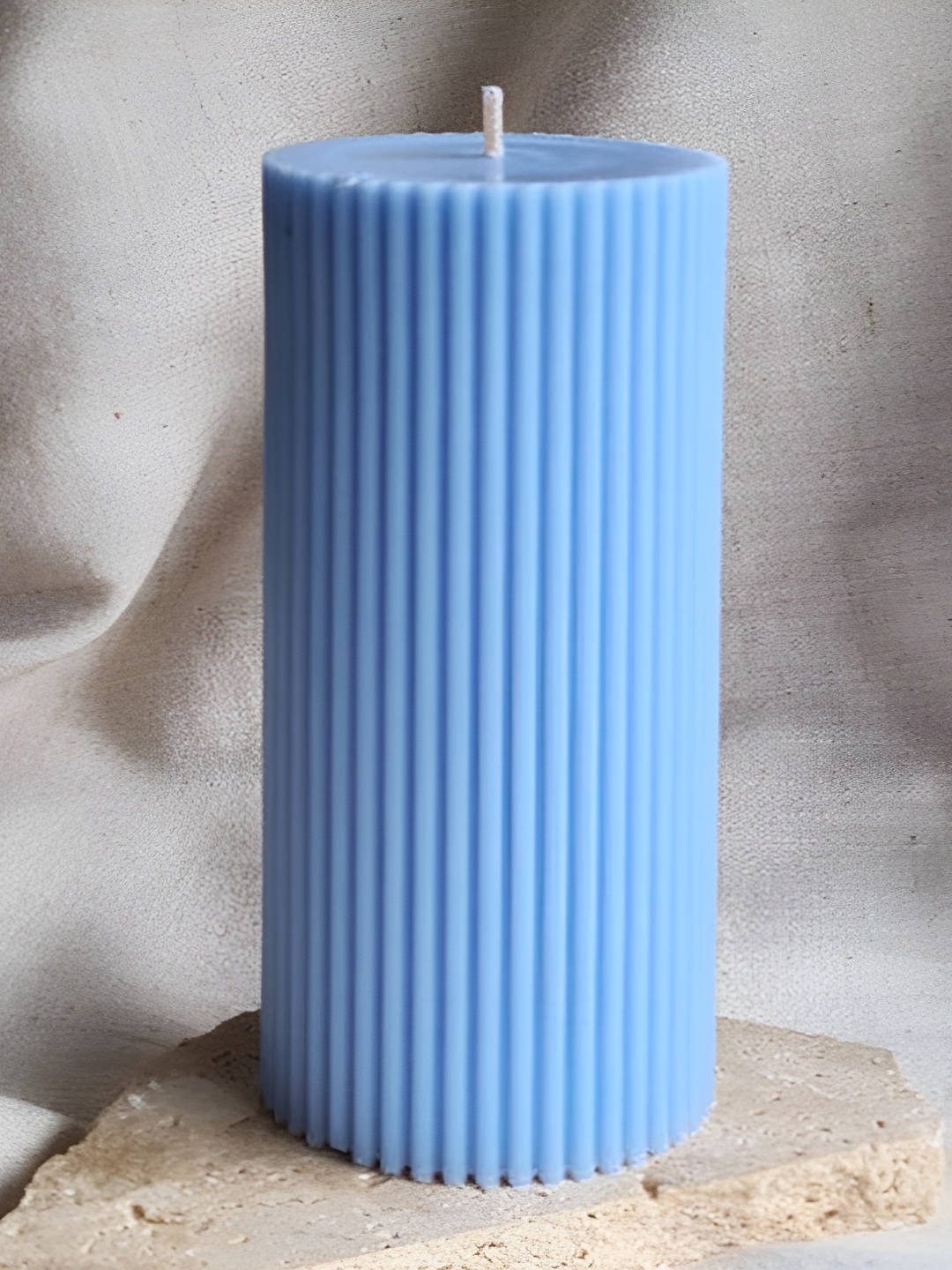 

atorakushon Sky 1 Pieces Scented Point Ribbed Pillar Candle, Blue