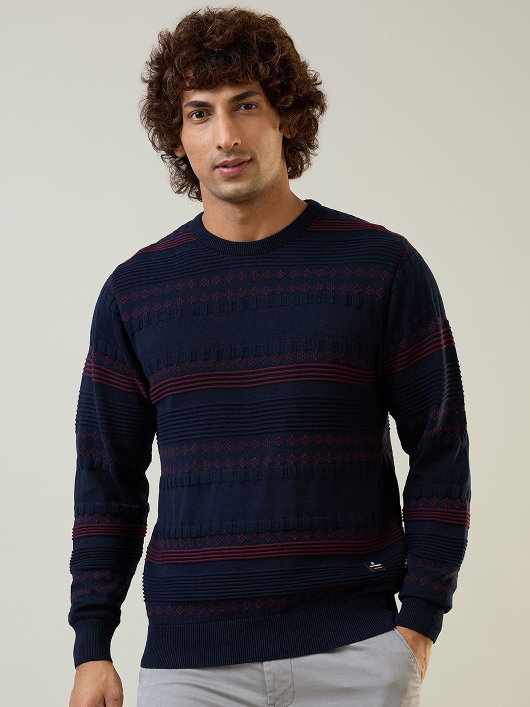 

TIM PARIS Men Striped Sweatshirt, Blue