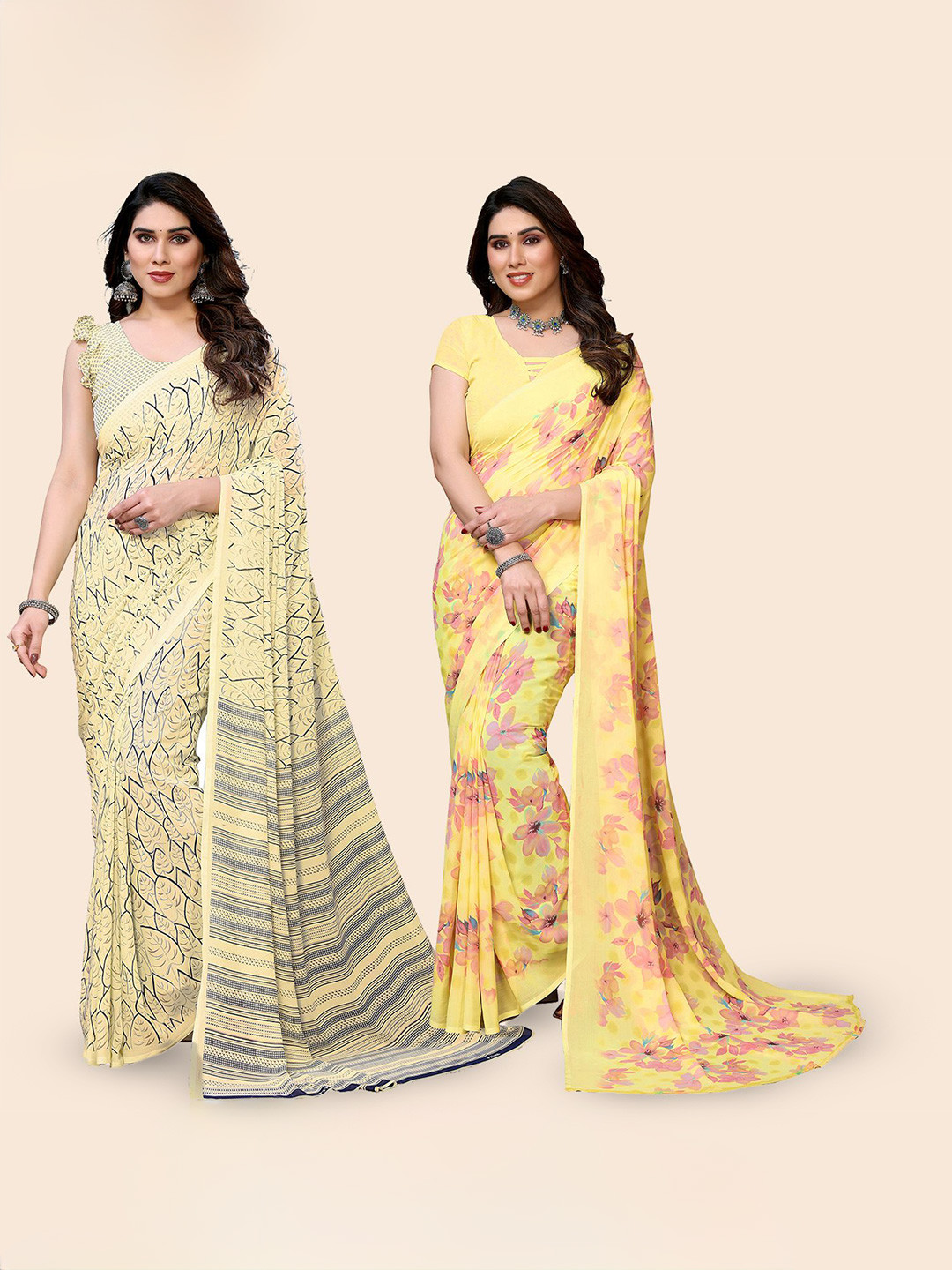 

Moda Rapido Floral Poly Georgette Saree, Yellow