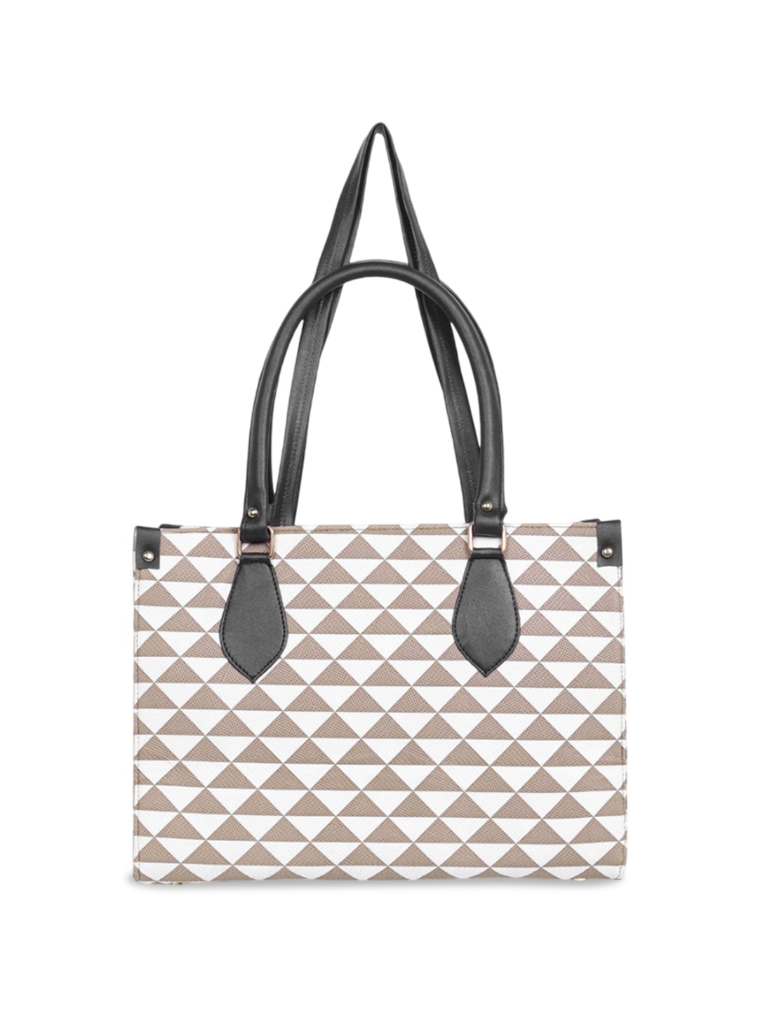 

CarryLux Geometric Textured PU Shopper Tote Bag with Quilted, Off white