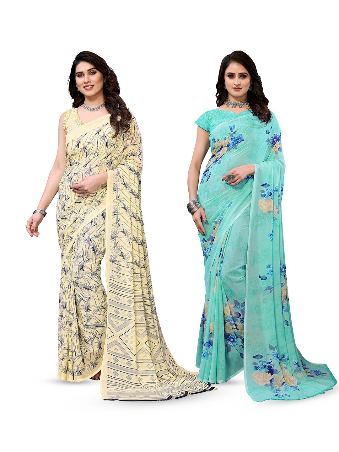 

Moda Rapido Floral Poly Georgette Saree, Green