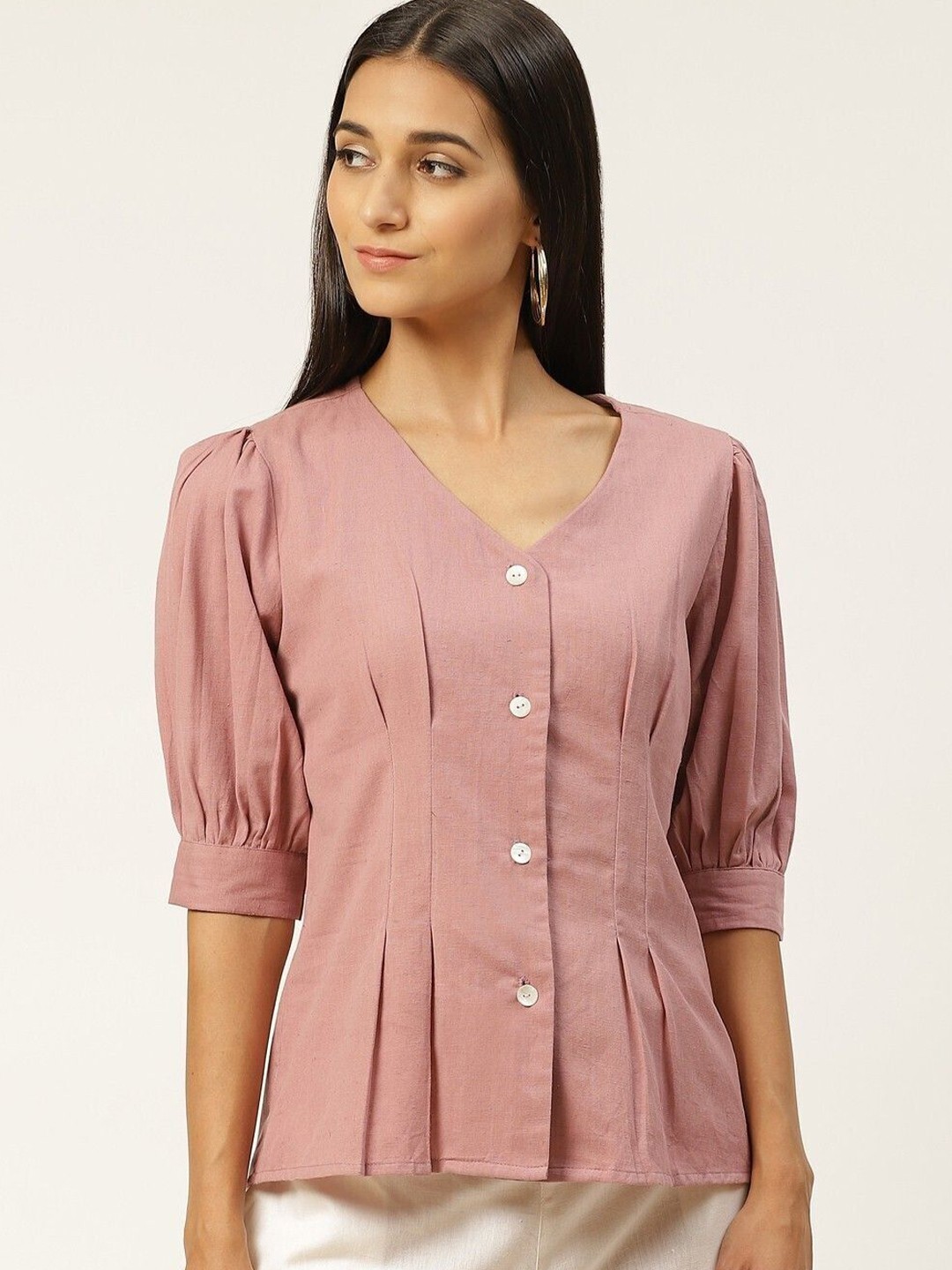 

VYMO Women Pure Cotton Top, Orange