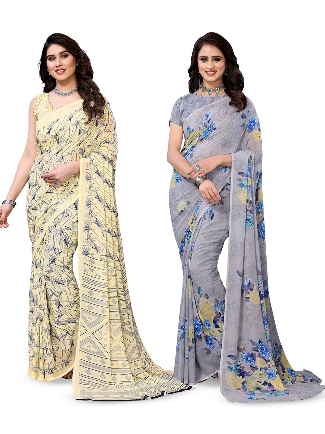 

Moda Rapido Floral Poly Georgette Saree, Yellow