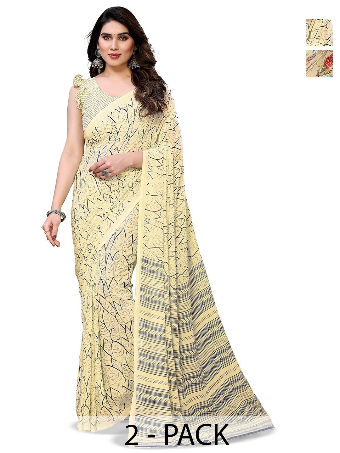 

Moda Rapido Floral Poly Georgette Saree, Yellow