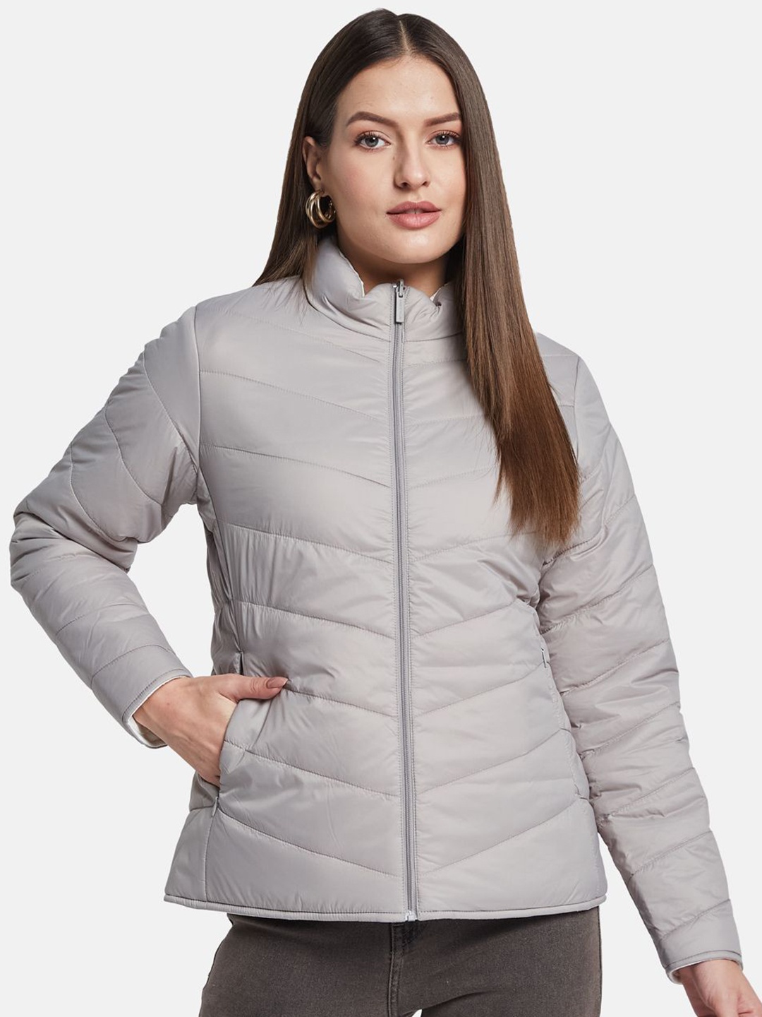 

METTLE Women Puffer Jacket, Grey