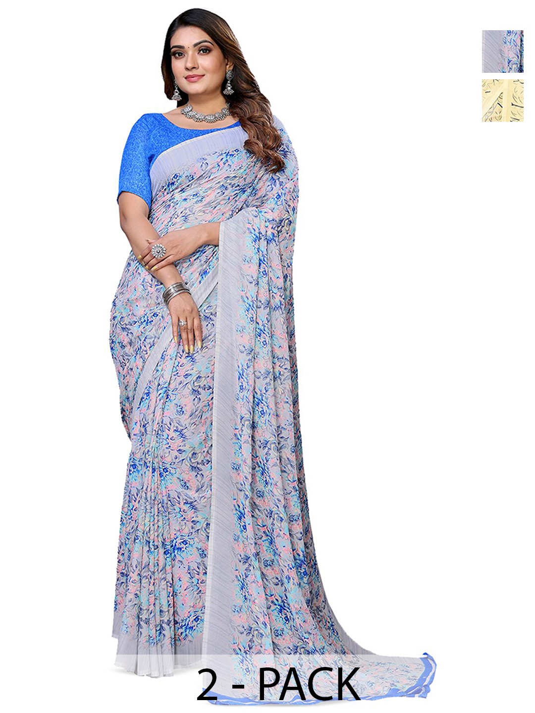 

Moda Rapido Floral Poly Georgette Saree, Yellow