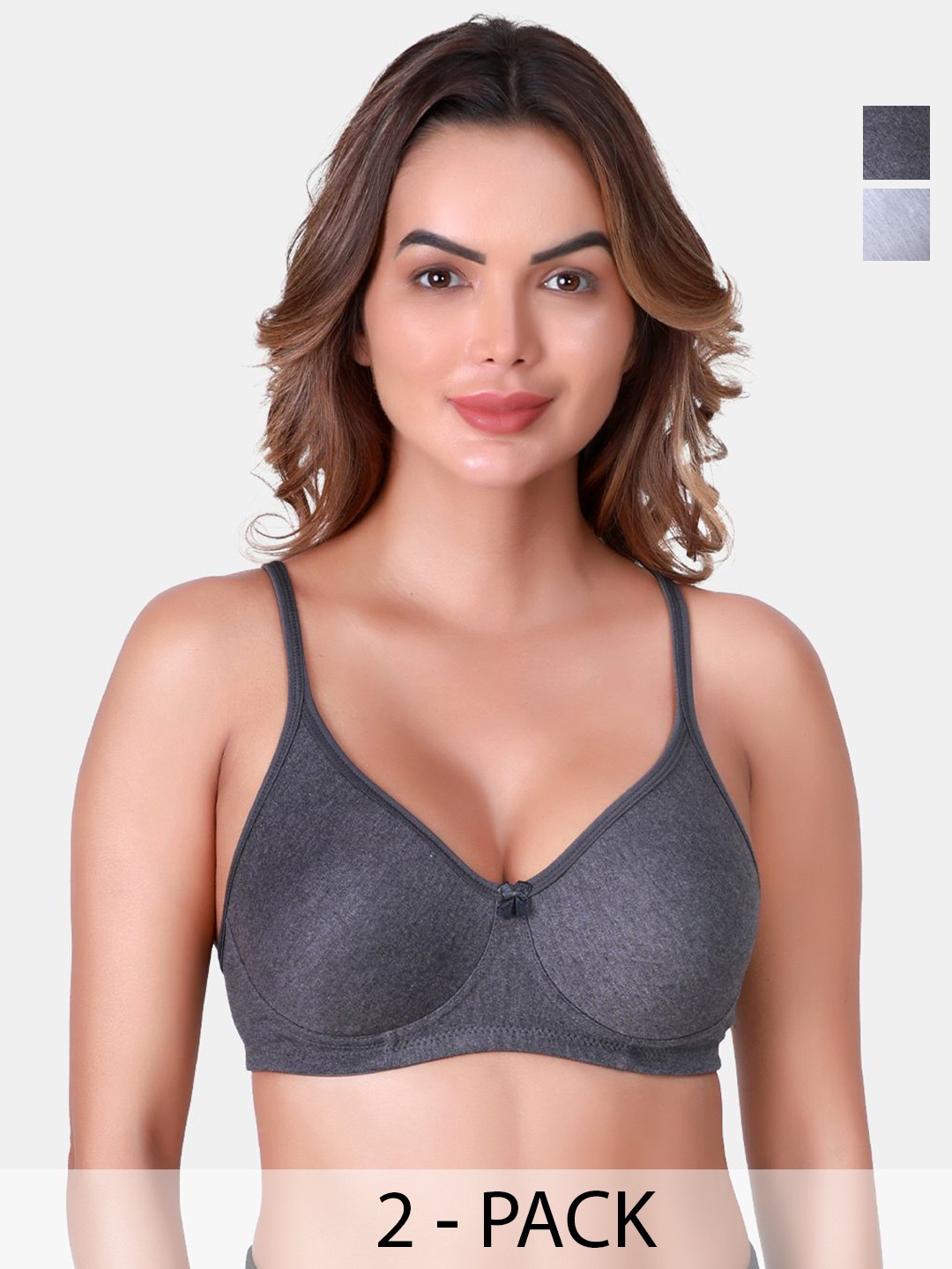 

SKDREAMS Full Coverage Bra pack of 2, Grey melange