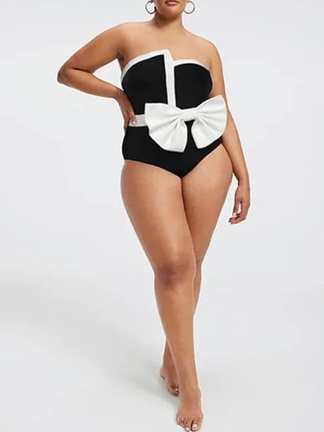 

Pankh Women Off Shoulder Bow Bodysuit With Skirt Swimwear Cover Up Set, Black