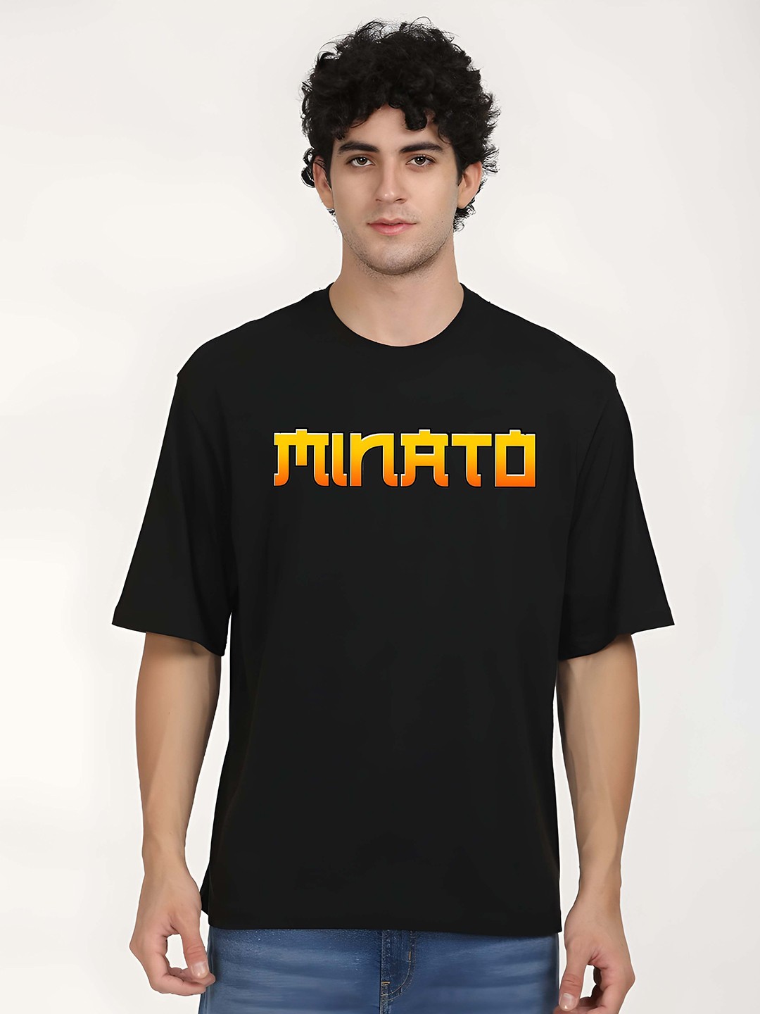 

Krimmple Men Drop-Shoulder Sleeves Pure Cotton T-shirt, Black
