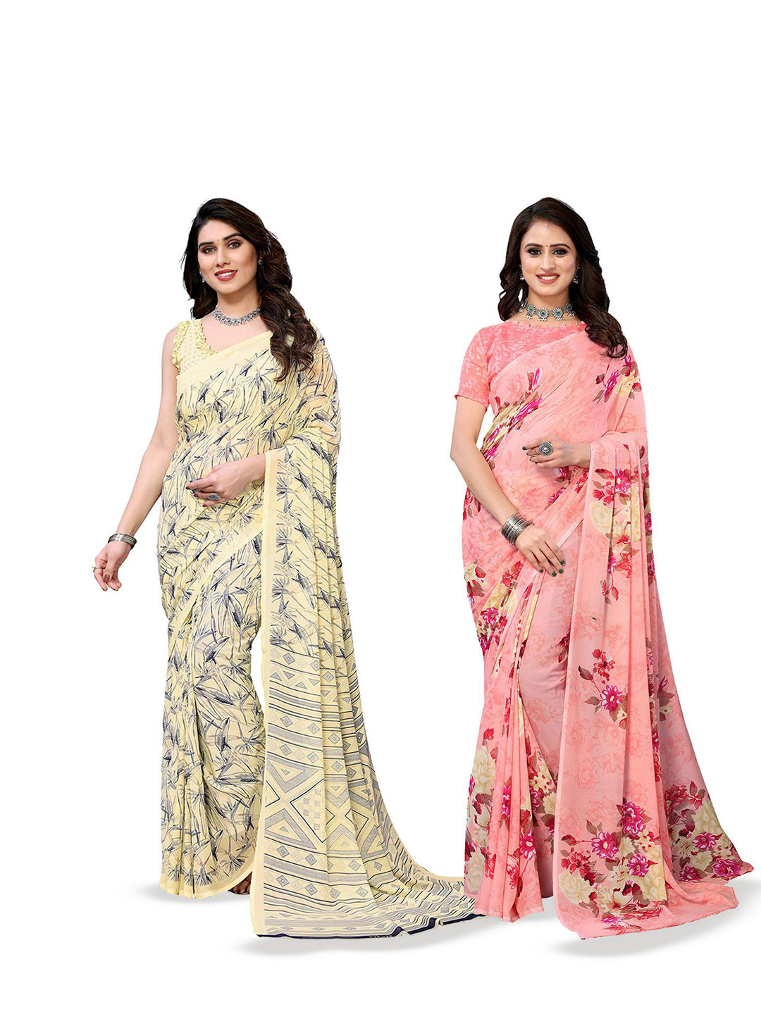 

Moda Rapido Floral Poly Georgette Saree, Pink