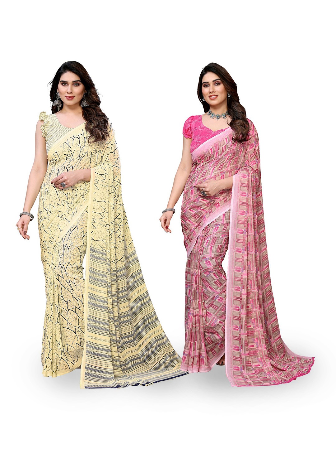 

Moda Rapido Poly Georgette Saree, Yellow