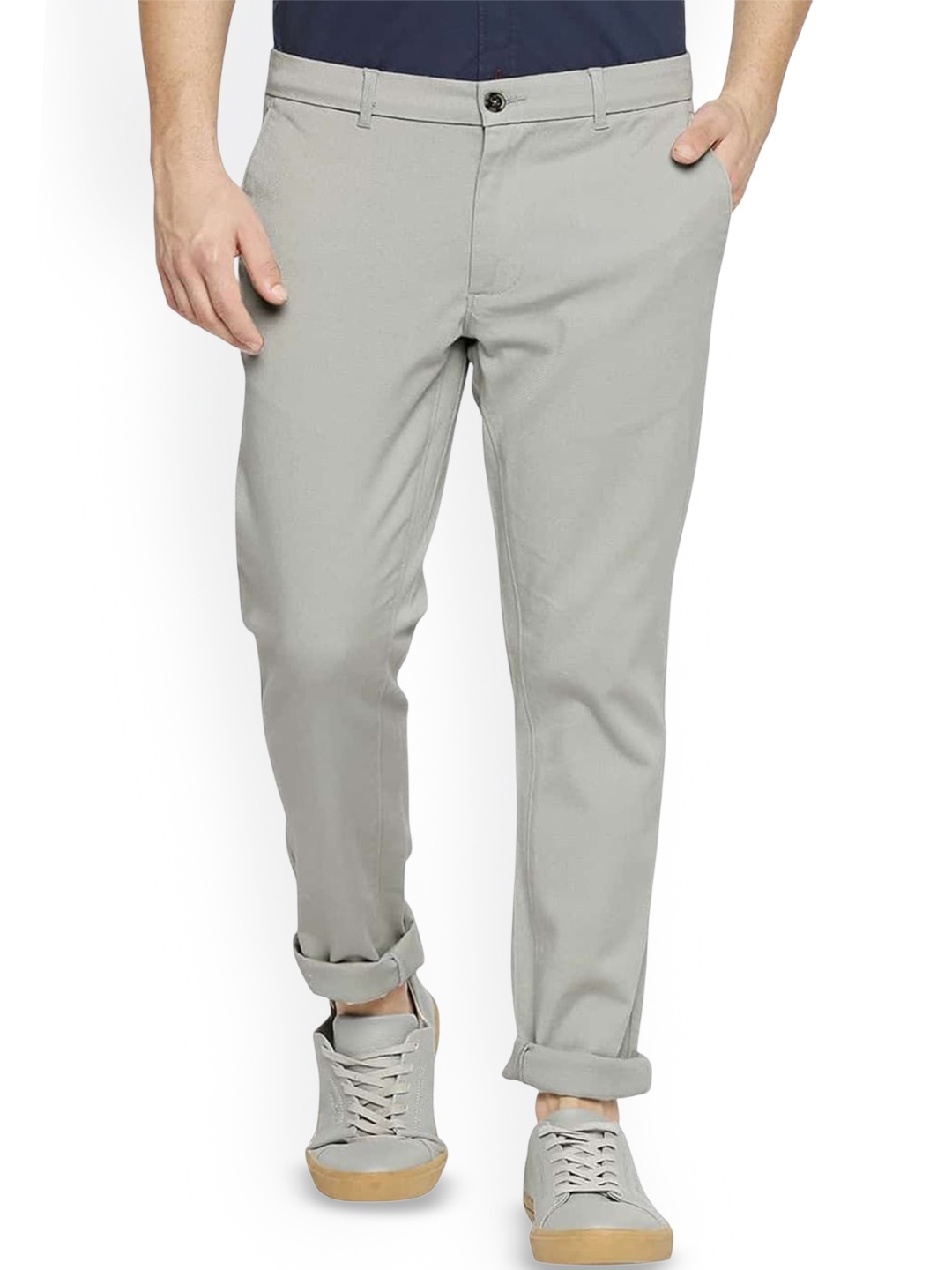 

Basics Men Tapered Fit Low-Rise Trousers, Green