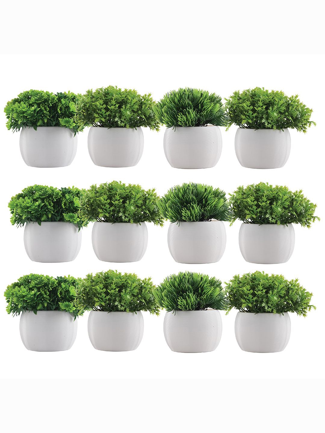 

Kuber Industries White 12 Pieces Mini Bonsai Succulent Artificial Plant With Pot