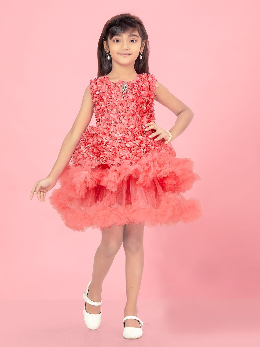 

HERE&NOW Net Fit & Flare Dress, Peach
