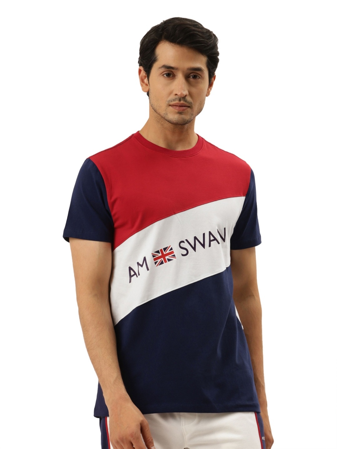 

AMSWAN Men Printed Applique T-shirt, Multi