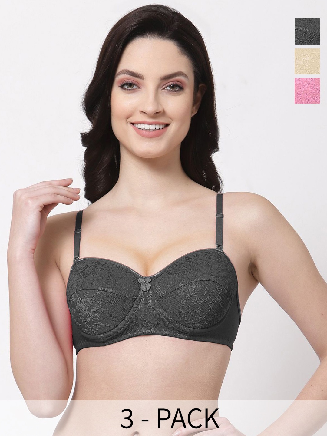 

SHYAM SONS FLAIR Bralette Bra Full Coverage Lightly Padded, Black