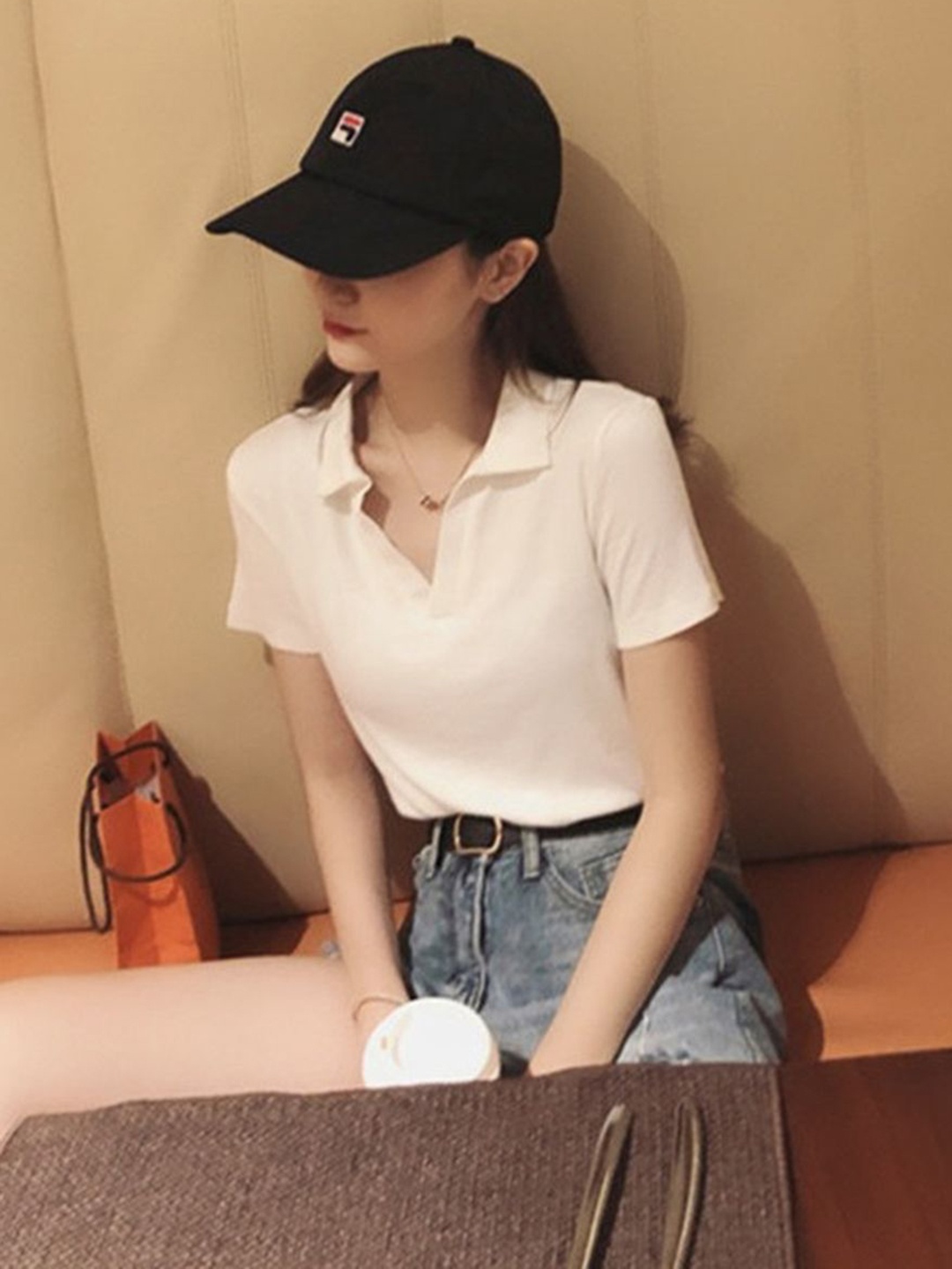 

DressBerry Women Henley Neck T-shirt, Cream