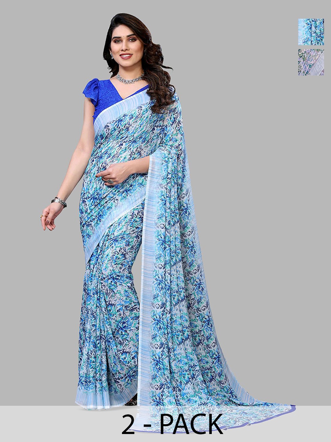 

Moda Rapido Floral Poly Georgette Saree, Green