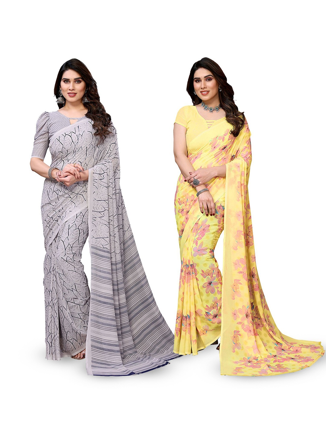 

Moda Rapido Floral Poly Georgette Saree, Yellow