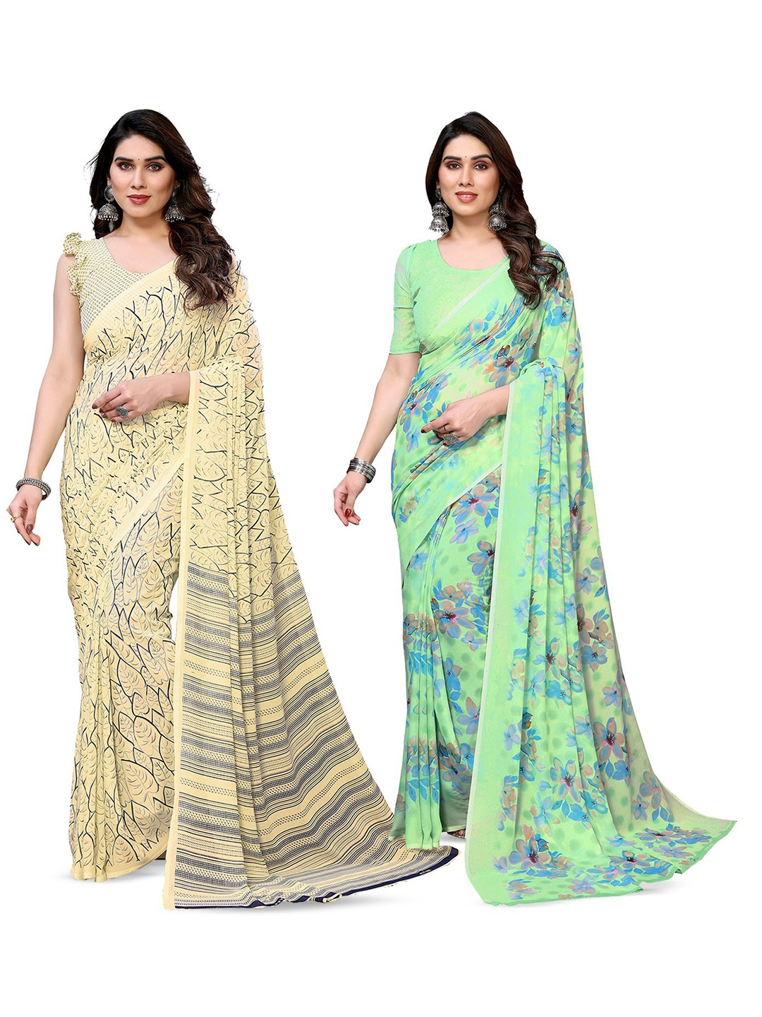 

Moda Rapido Floral Poly Georgette Saree, Yellow