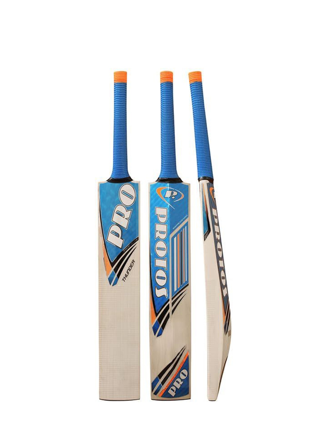 

PROTOS Men Set Of 3 Printed English Willow Cricket Bats, Blue