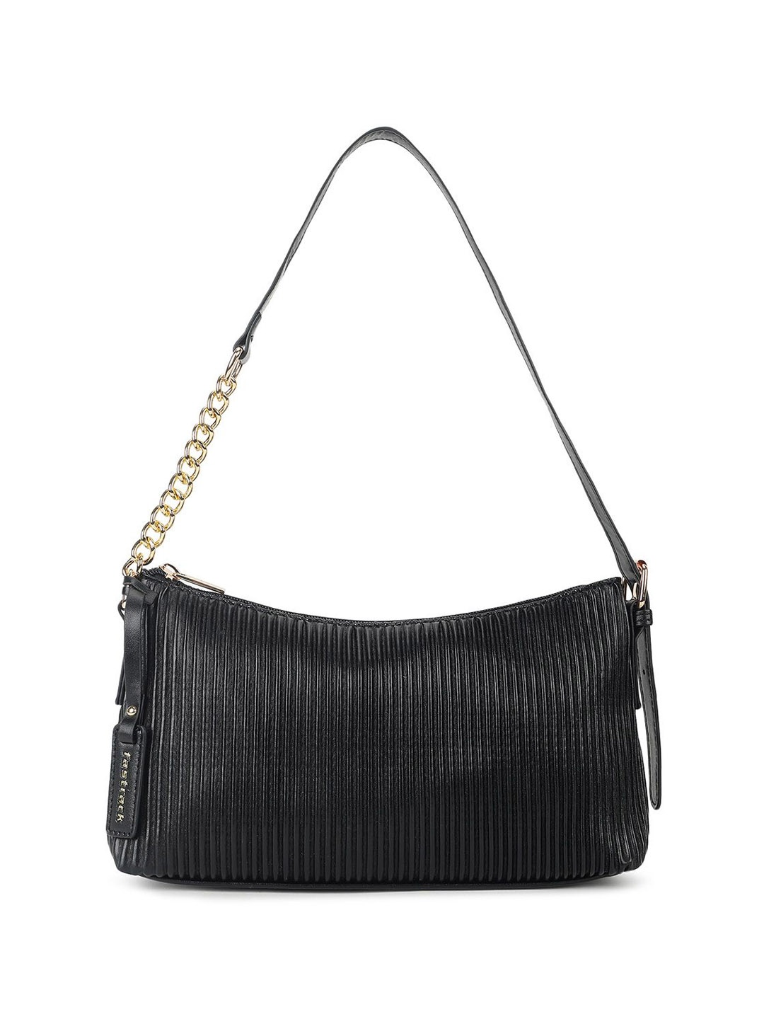 

Fastrack Textured PU Bucket Shoulder Bag with Fringed, Black