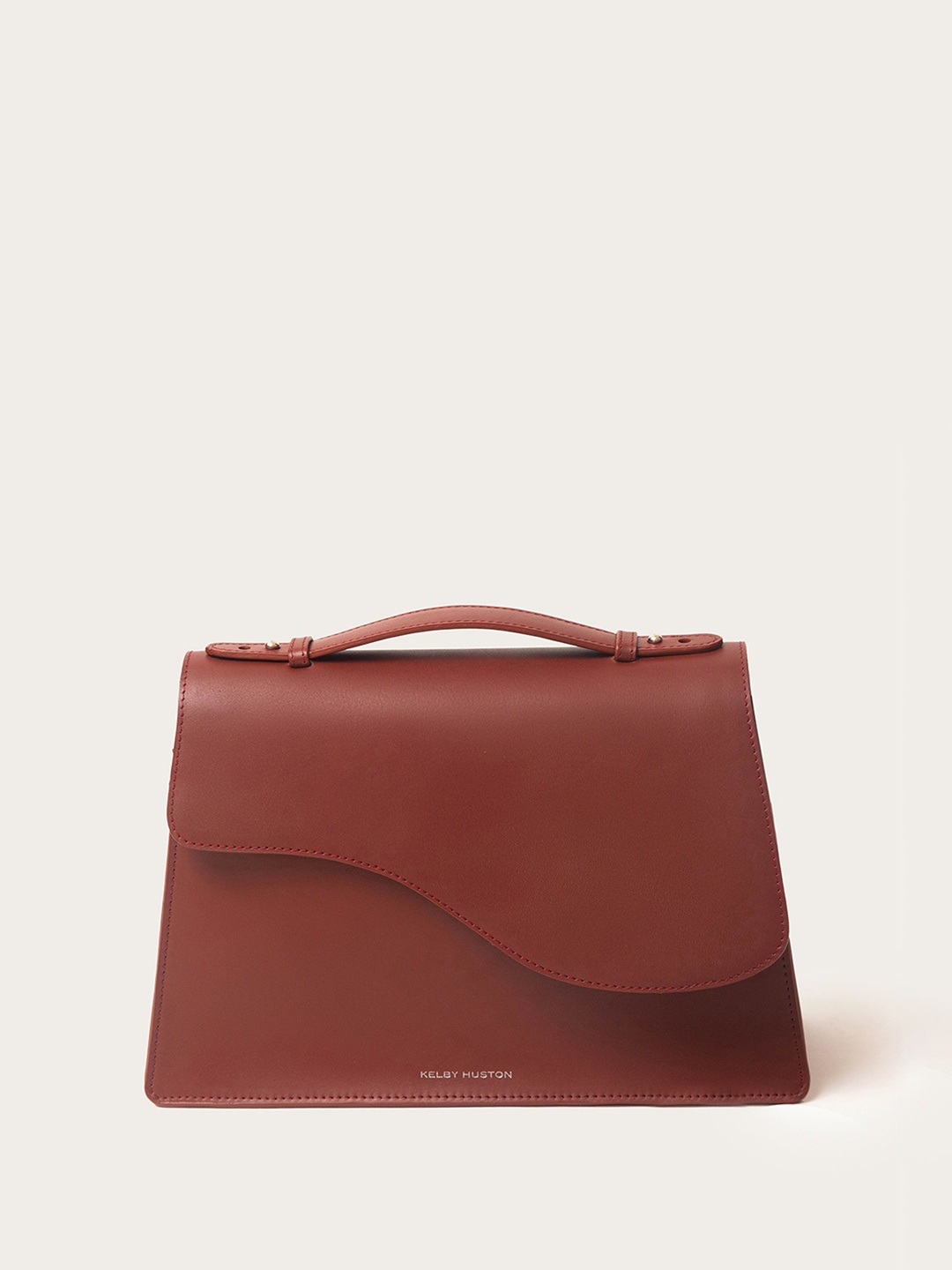 

KELBY HUSTON Leather Structured Handheld Bag with Tasselled, Maroon