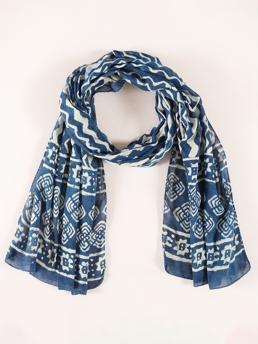 

HANDICRAFT PALACE Women Printed Scarf, Blue