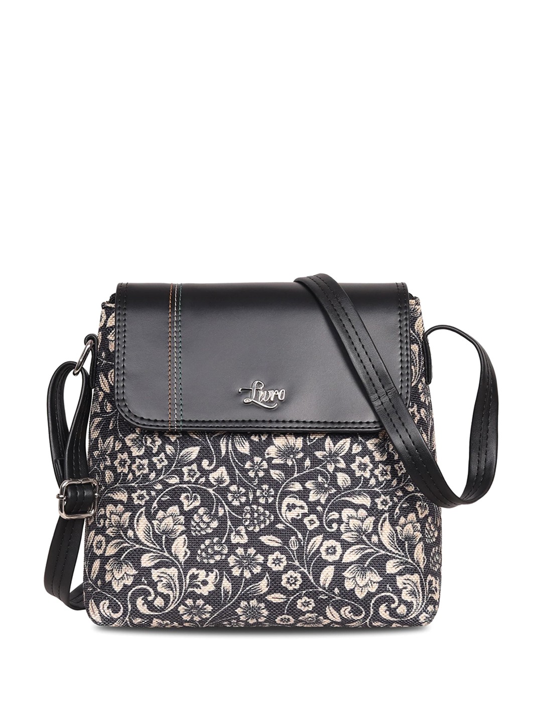 

LIVRO Floral Structured Sling Bag, Black