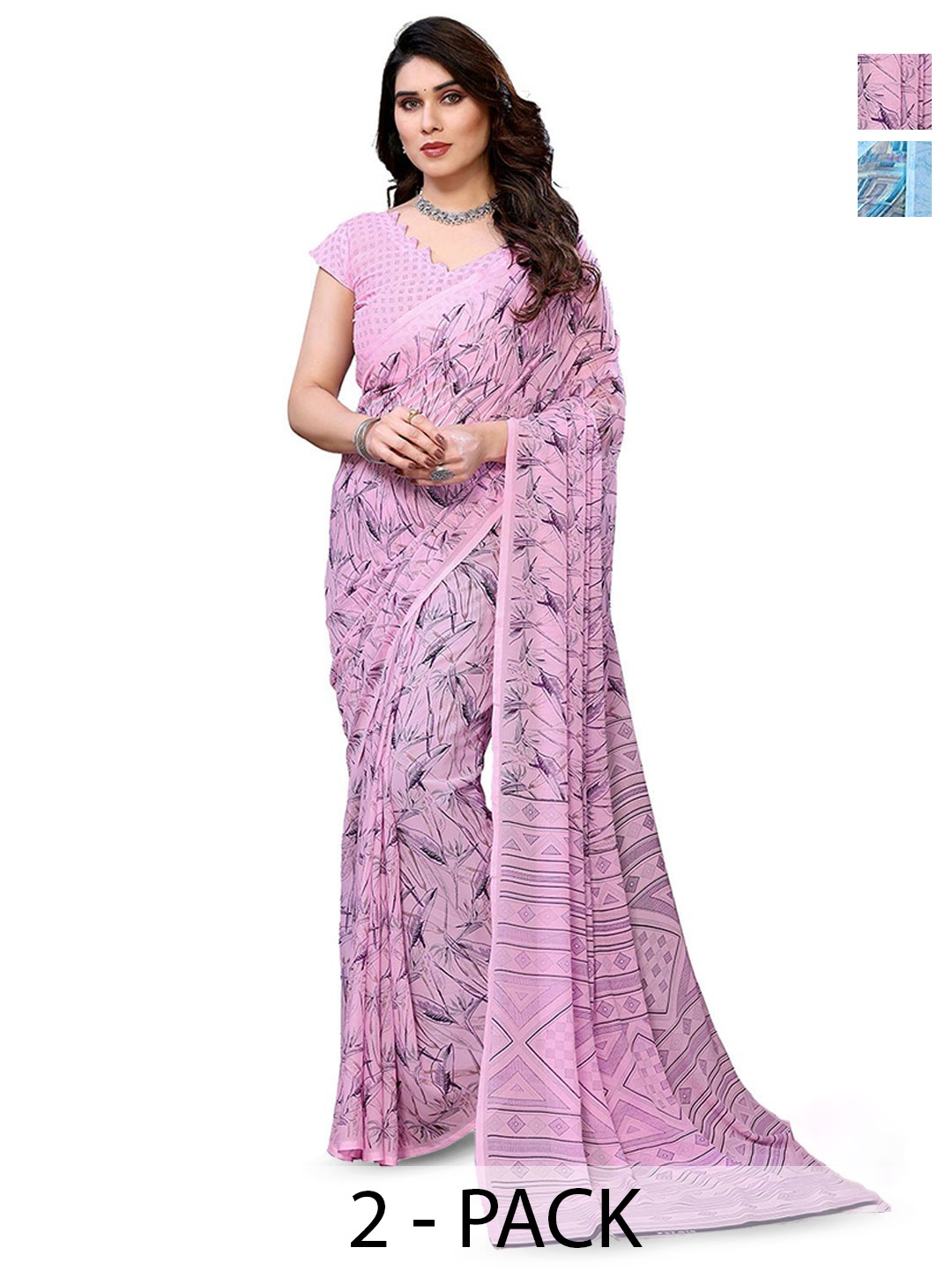 

Moda Rapido Floral Poly Georgette Saree, Blue