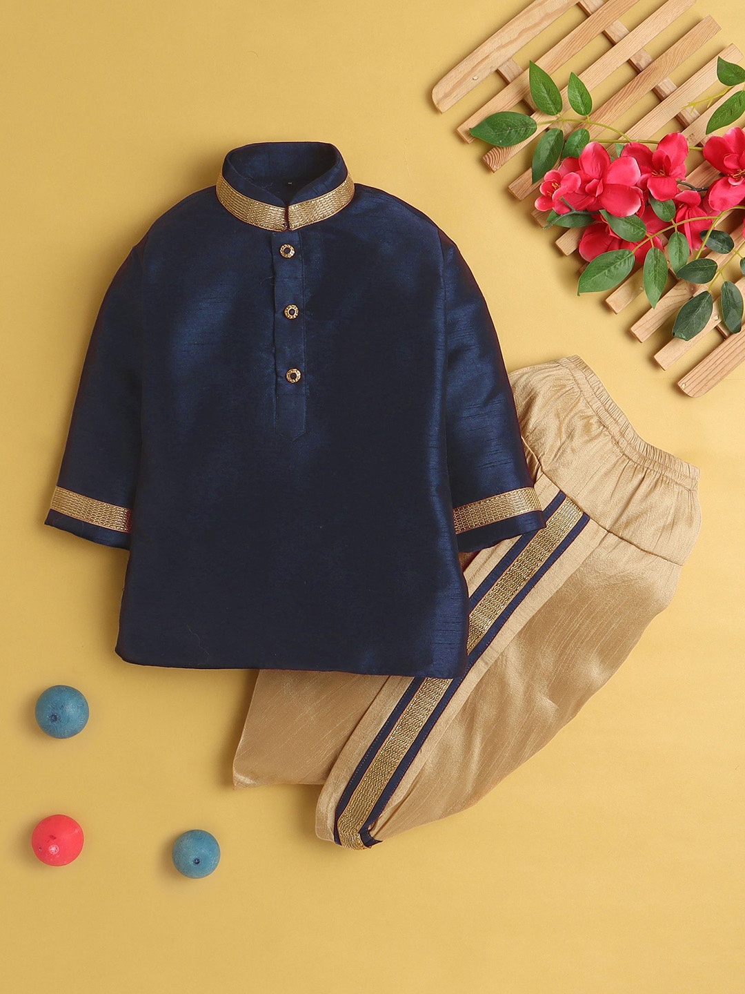 

Jeetethnics Boys Regular Kurta with Dhoti Pants, Navy blue