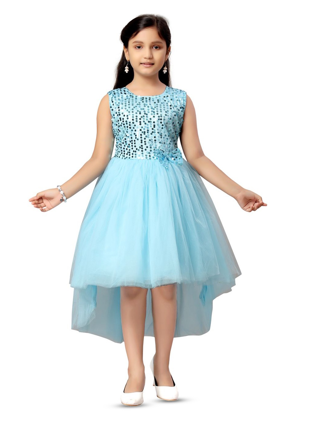 

HERE&NOW Girls Embellished Fit & Flare Dress, Turquoise blue