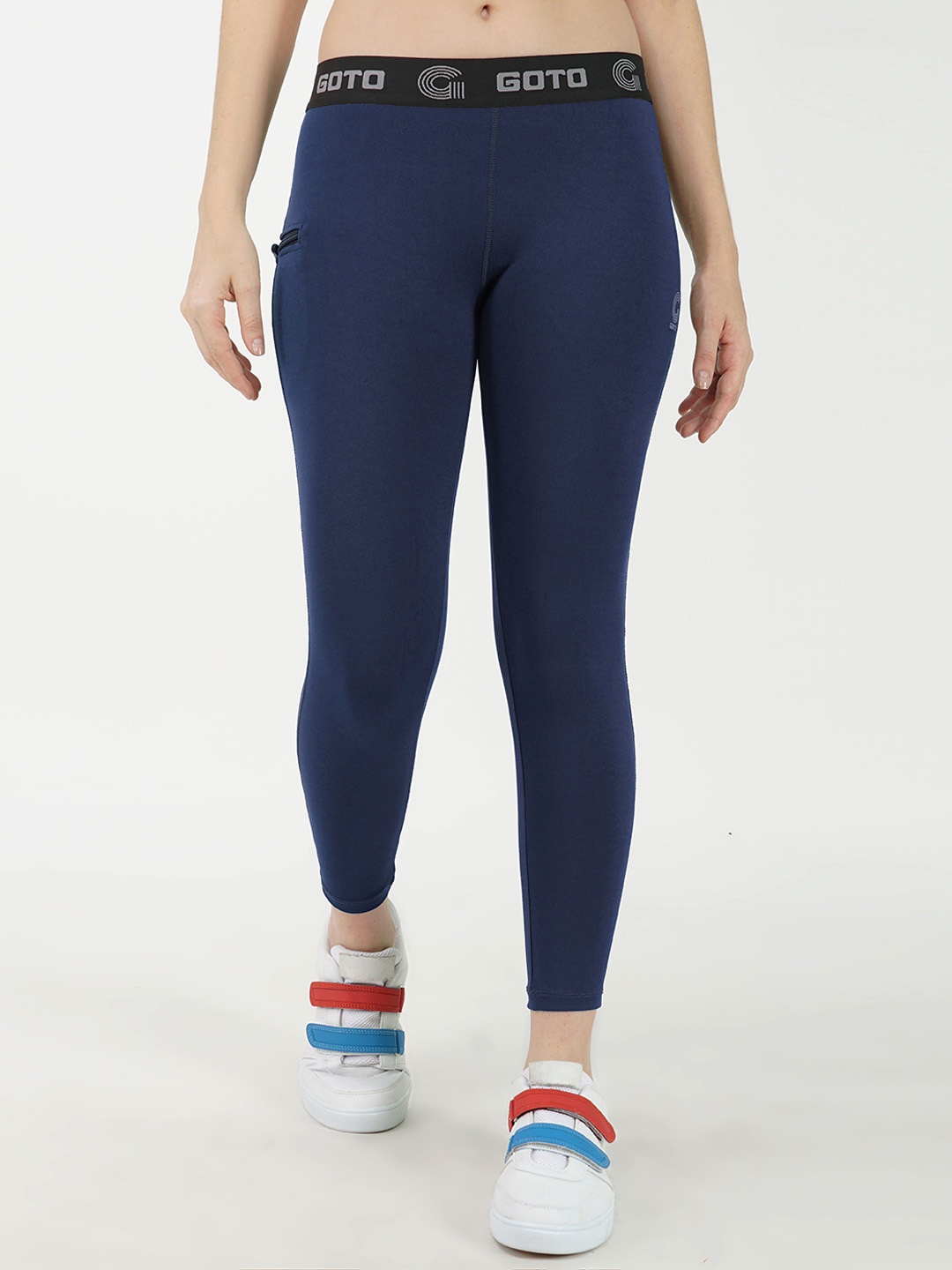 

GOTO High-Rise Dry-Fit Ankle-Length Tights, Navy blue