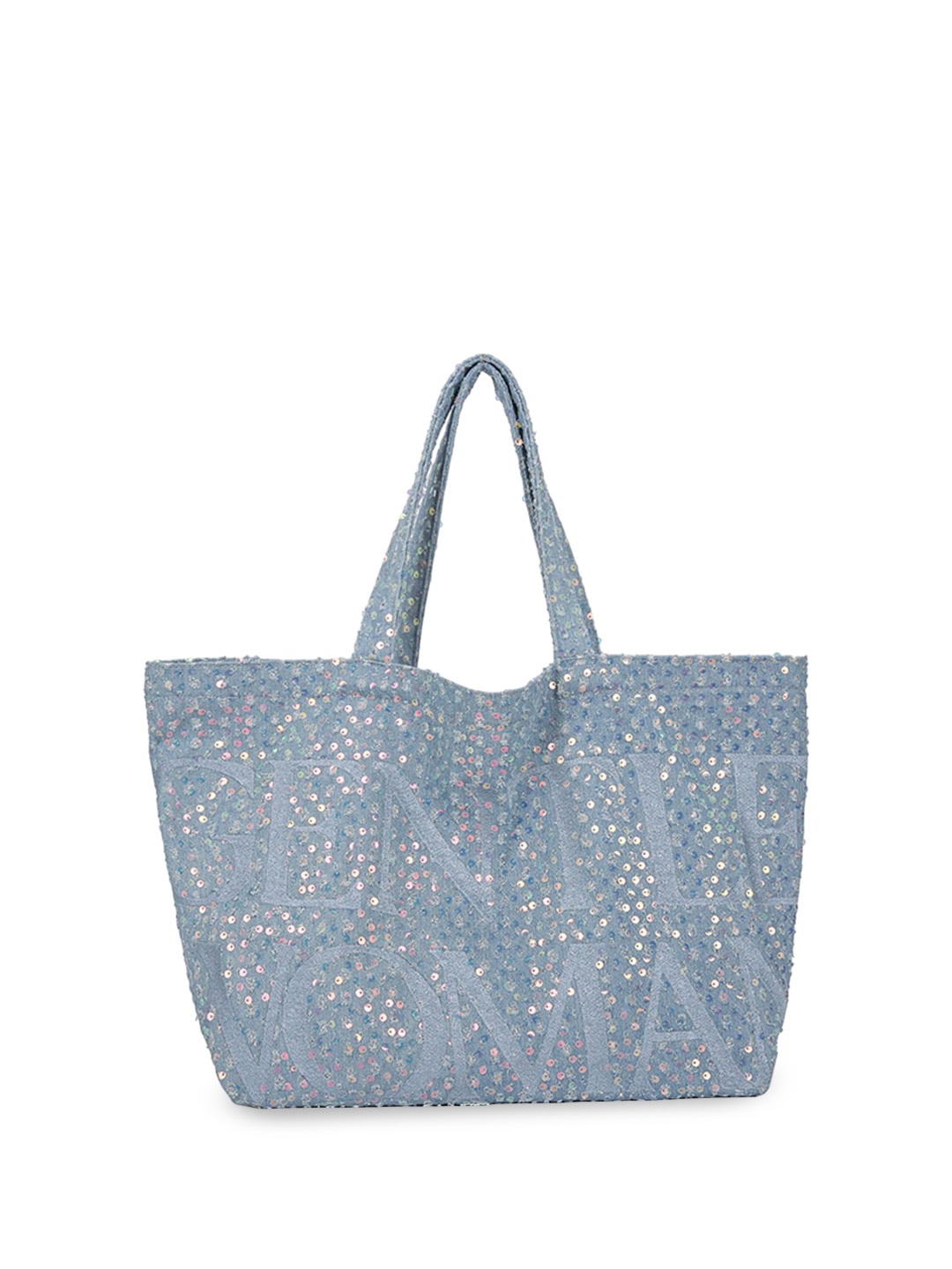 

StyleCast Ethnic Motifs Oversized Shopper Tote Bag with Cut Work, Blue