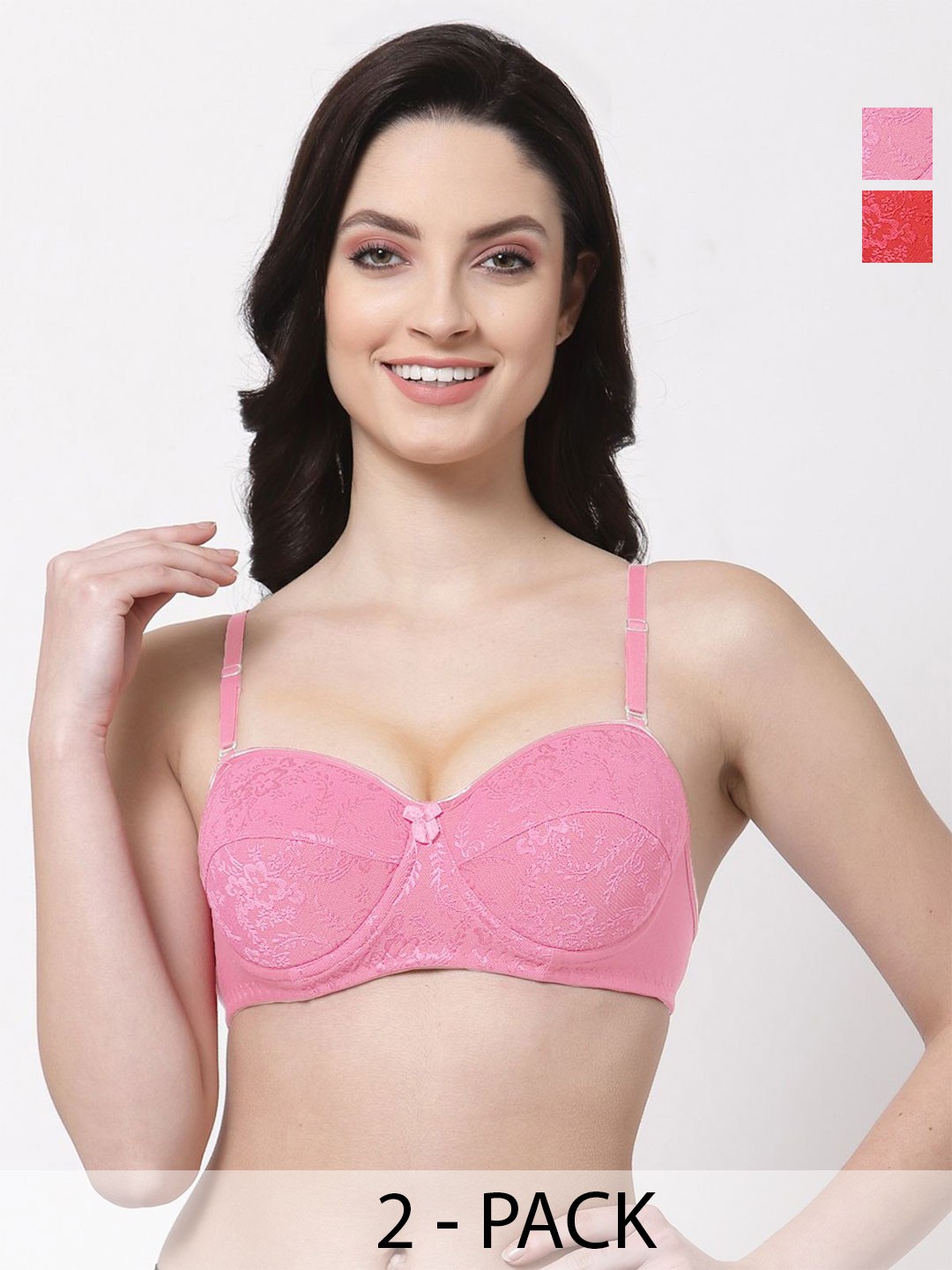

SHYAM SONS FLAIR Floral Bralette Bra Full Coverage Lightly Padded, Pink