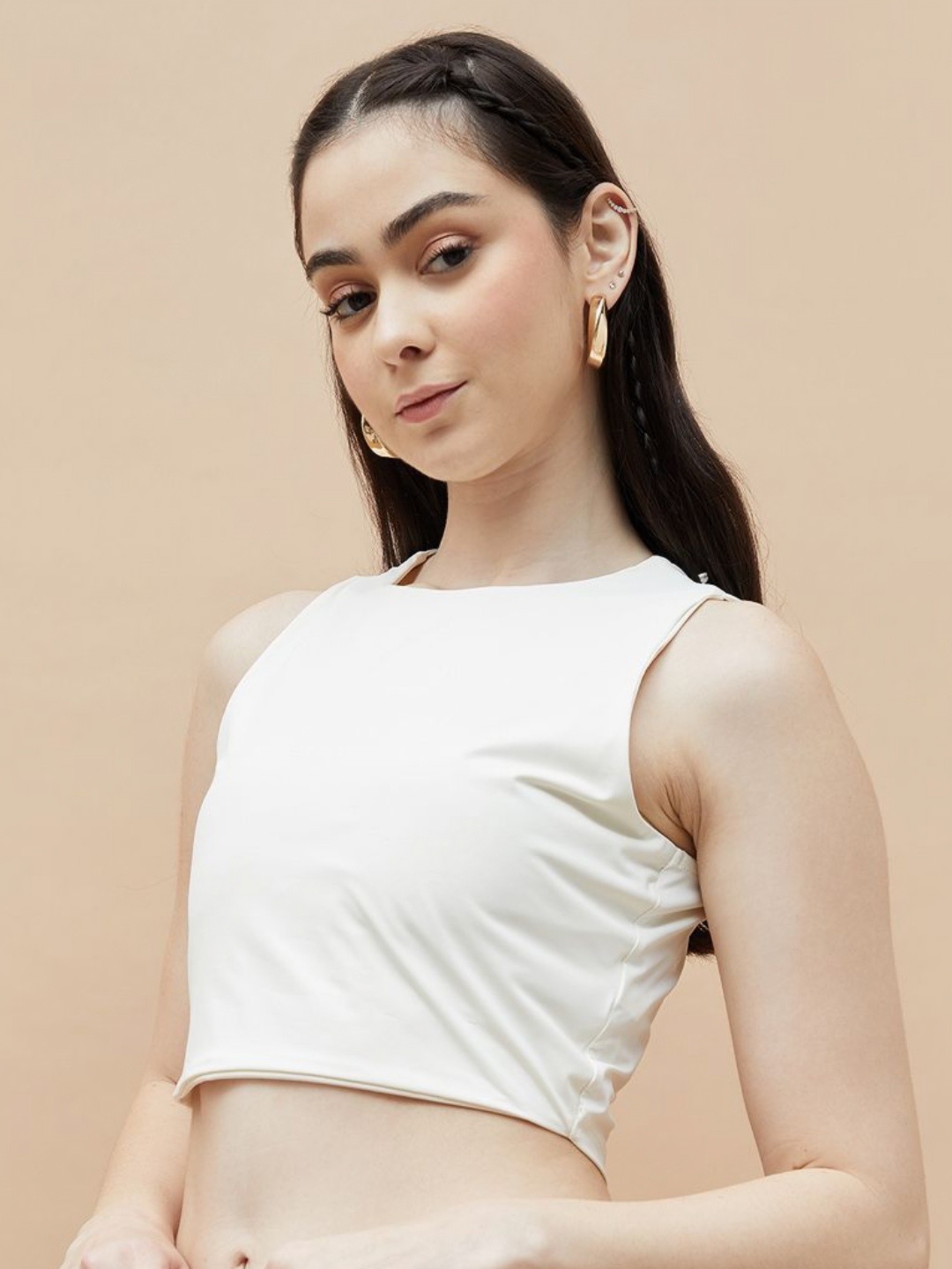 

Ginger by Lifestyle Women Solid Round Neck T-shirt, White