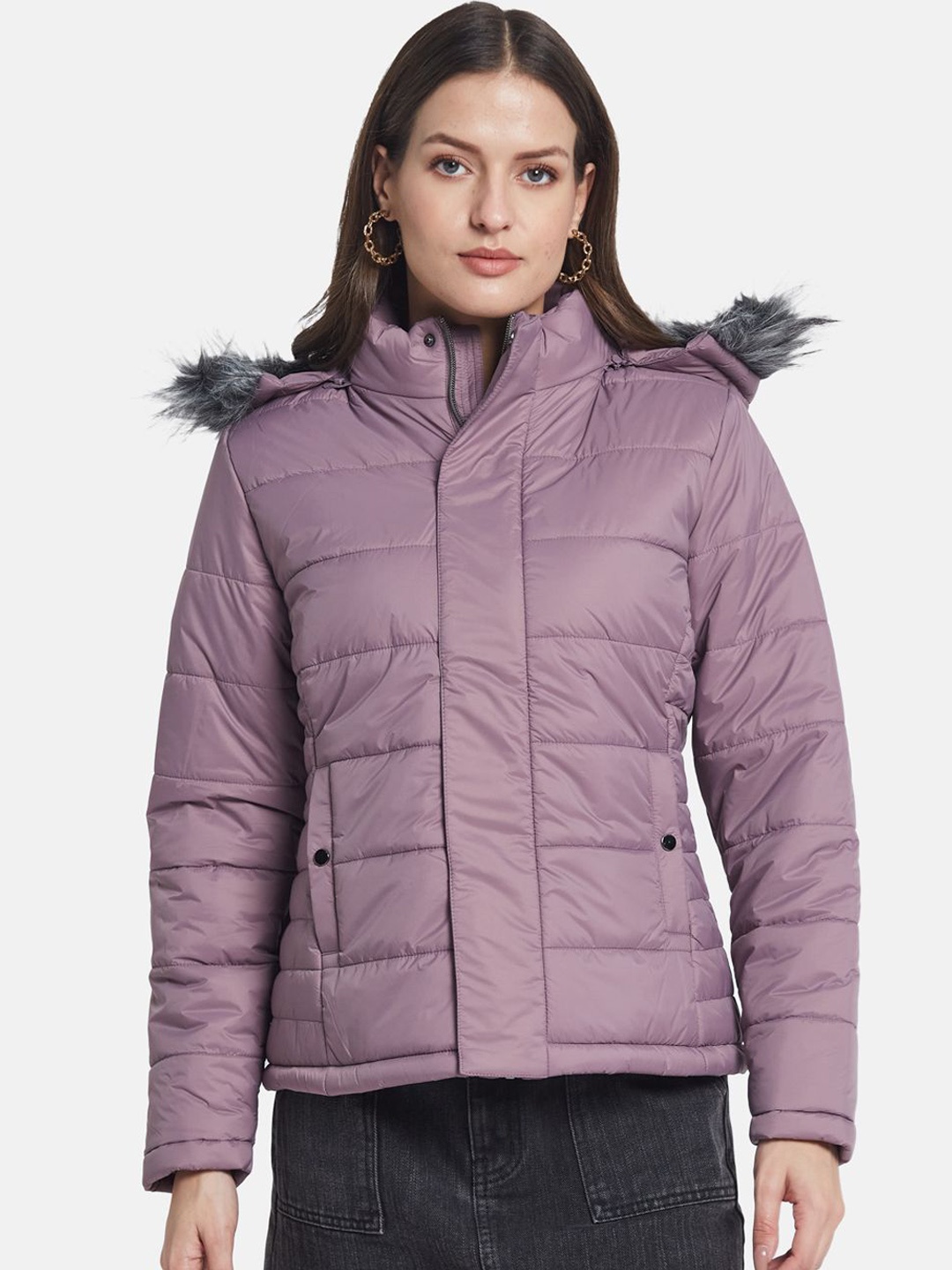 

METTLE Women Parka Jacket, Purple